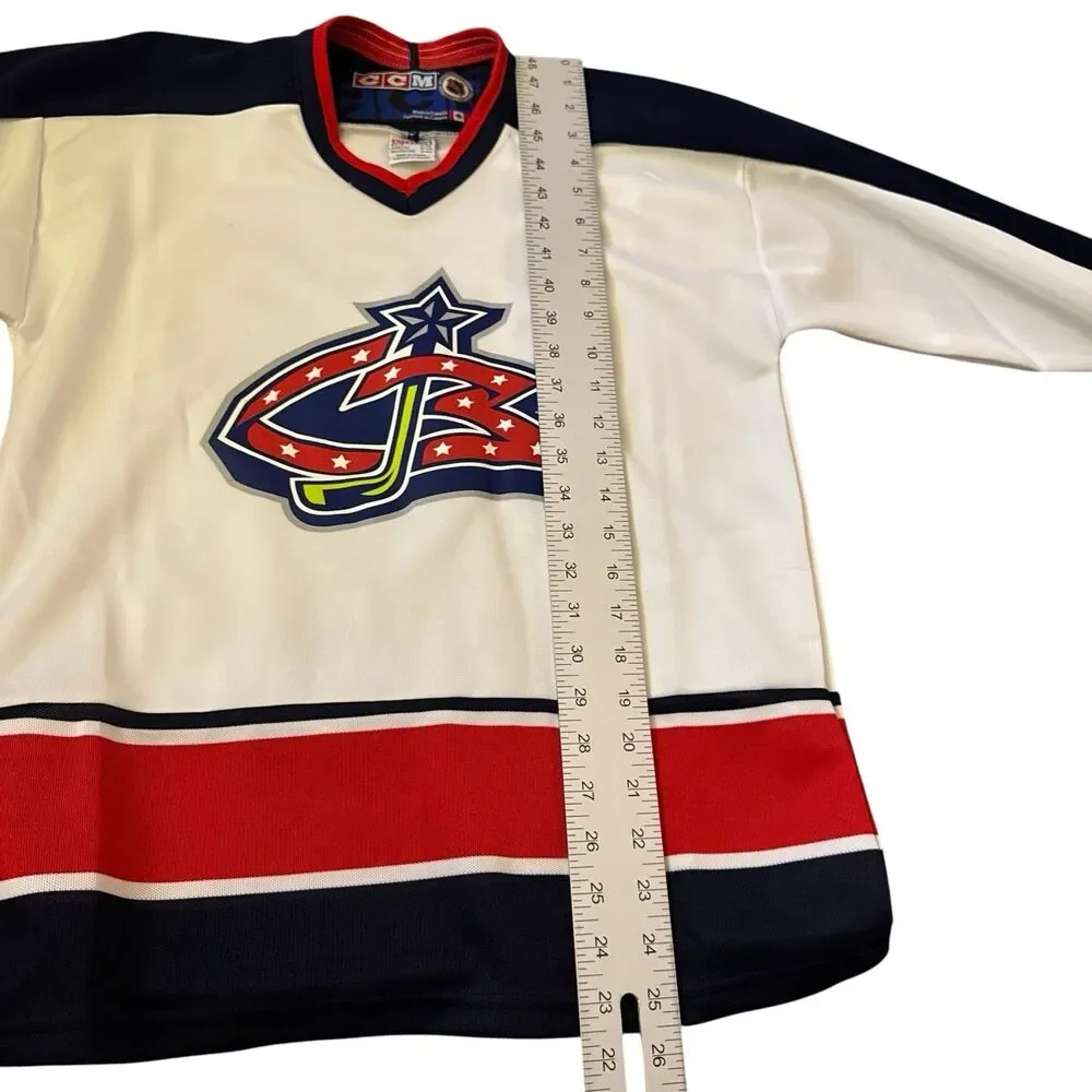 NWT Authentic‎ Ccm Columbus Blue Jackets Jersey Boys XL Mic 90s Vintage White